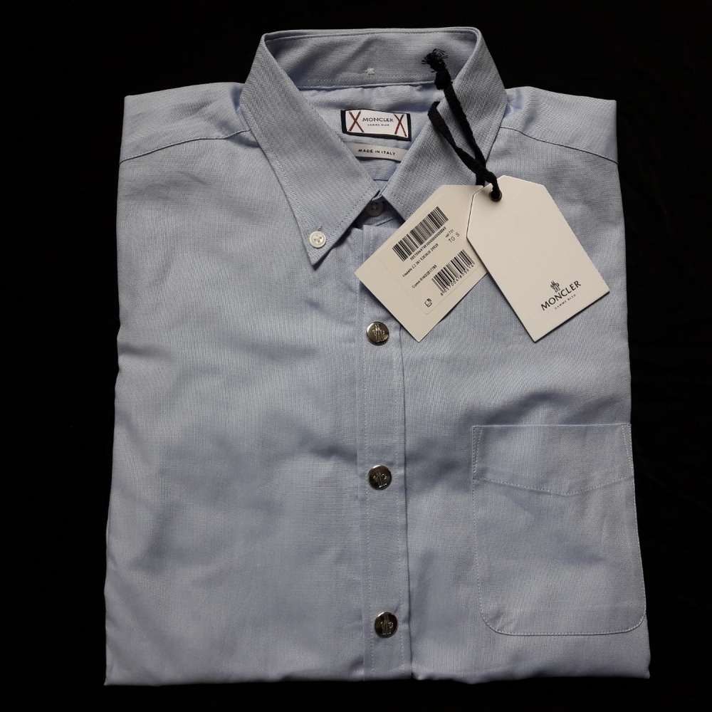 MONCLER GREY MEN CASUAL BUTTON DOWN SHIRT